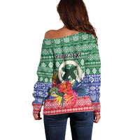 Personalised Torba Joyeux Noel Off Shoulder Sweater Proud To Be a Ni-Van Sand Drawing Art - Polynesian Pride