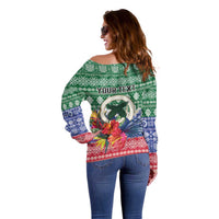 Personalised Torba Joyeux Noel Off Shoulder Sweater Proud To Be a Ni-Van Sand Drawing Art - Polynesian Pride