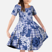 Mokihana Maile Ilima Leis Paniolo Palaka Family Matching Off The Shoulder Long Sleeve Dress and Hawaiian Shirt Hawaiian Polu Spirit - Polynesian Pride