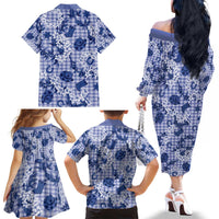Mokihana Maile Ilima Leis Paniolo Palaka Family Matching Off The Shoulder Long Sleeve Dress and Hawaiian Shirt Hawaiian Polu Spirit - Polynesian Pride