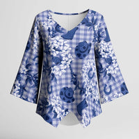 Mokihana Maile Ilima Leis Paniolo Palaka Kimono Sleeve Blouse Hawaiian Polu Spirit - Polynesian Pride