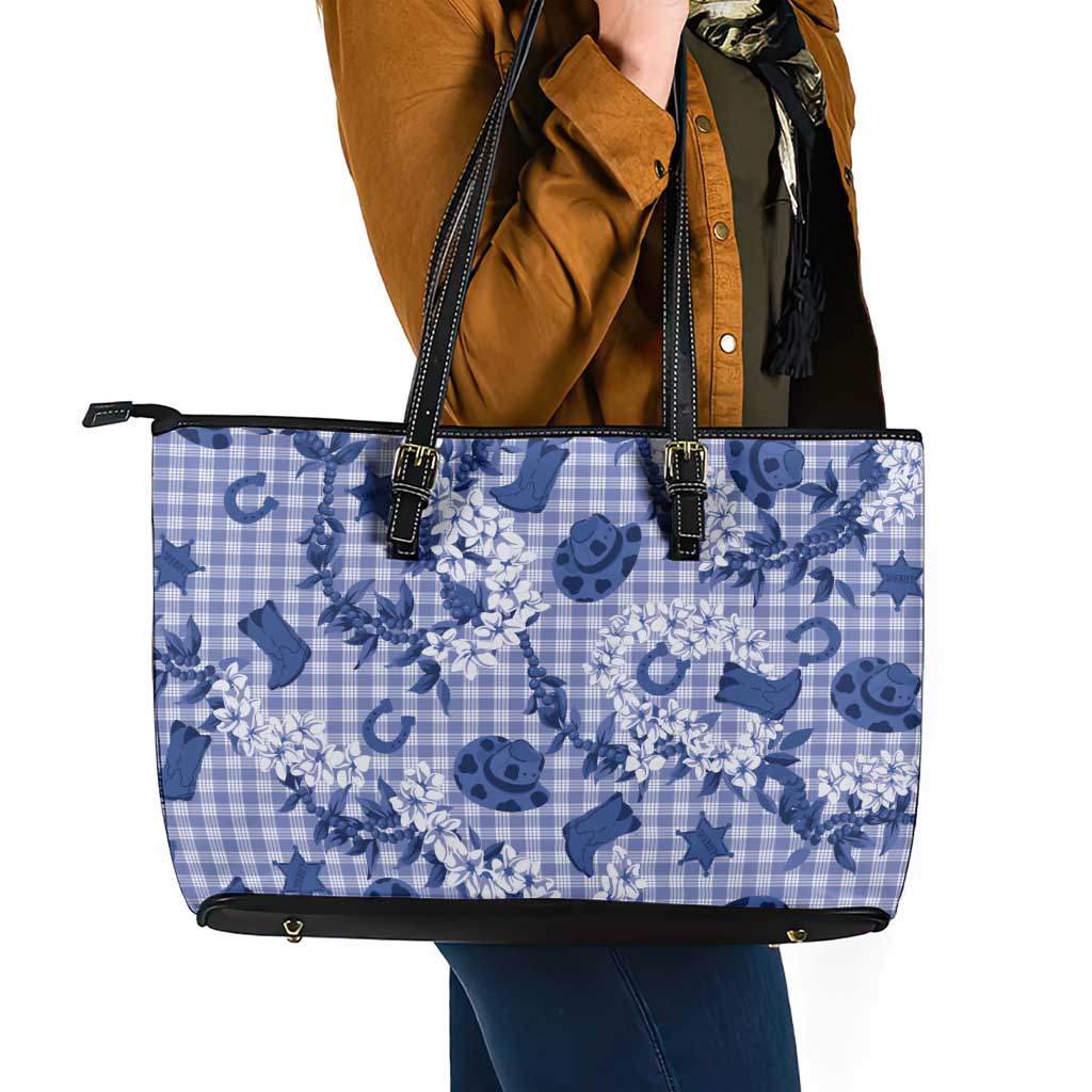 Mokihana Maile Ilima Leis Paniolo Palaka Leather Tote Bag Hawaiian Polu Spirit - Polynesian Pride