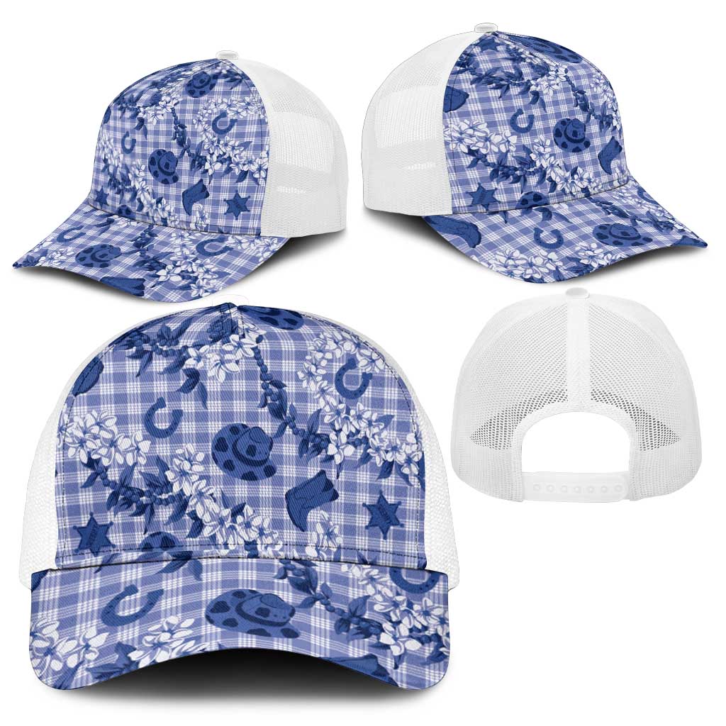 Mokihana Maile Ilima Leis Paniolo Palaka Mesh Trucker Cap Hawaiian Polu Spirit - Polynesian Pride