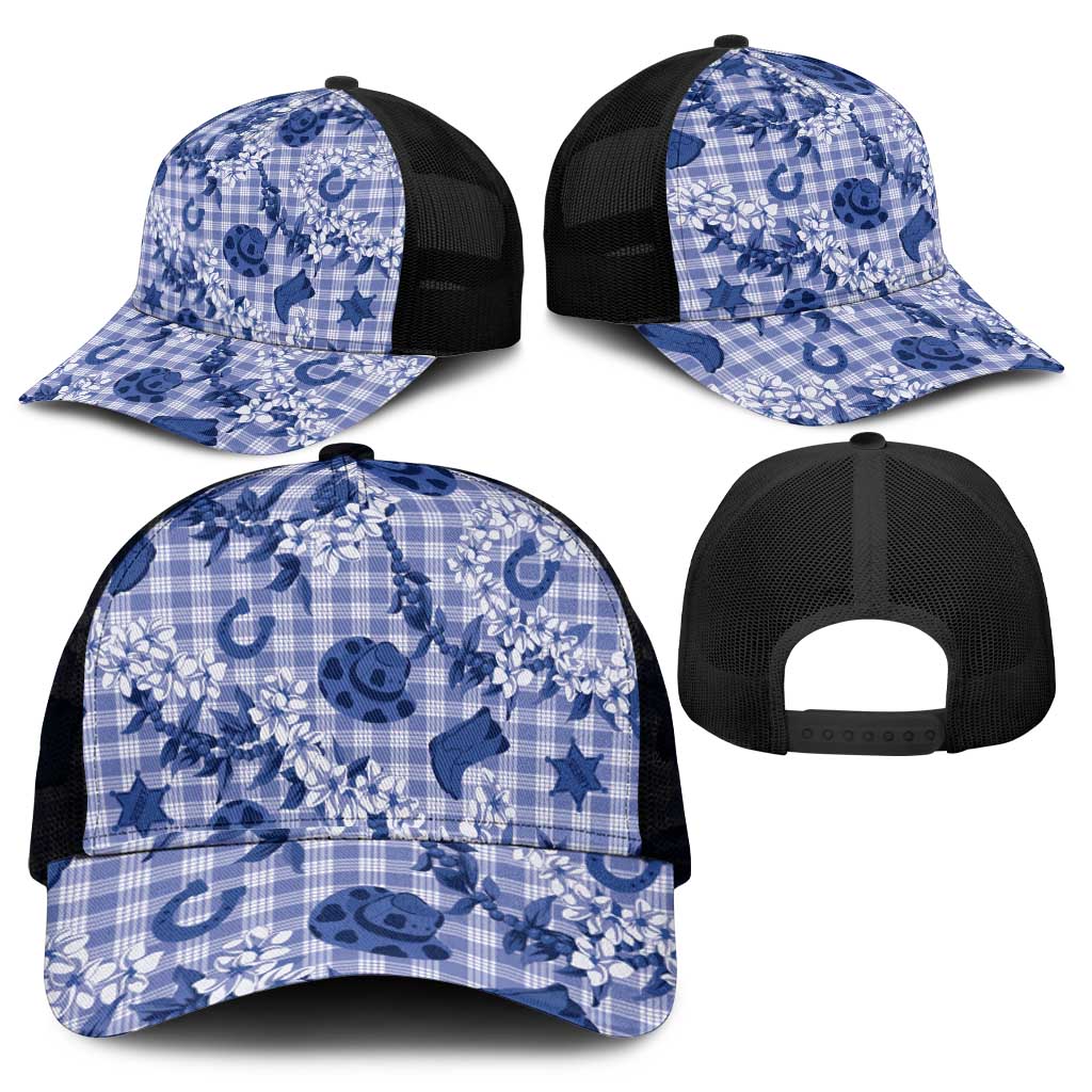 Mokihana Maile Ilima Leis Paniolo Palaka Mesh Trucker Cap Hawaiian Polu Spirit - Polynesian Pride