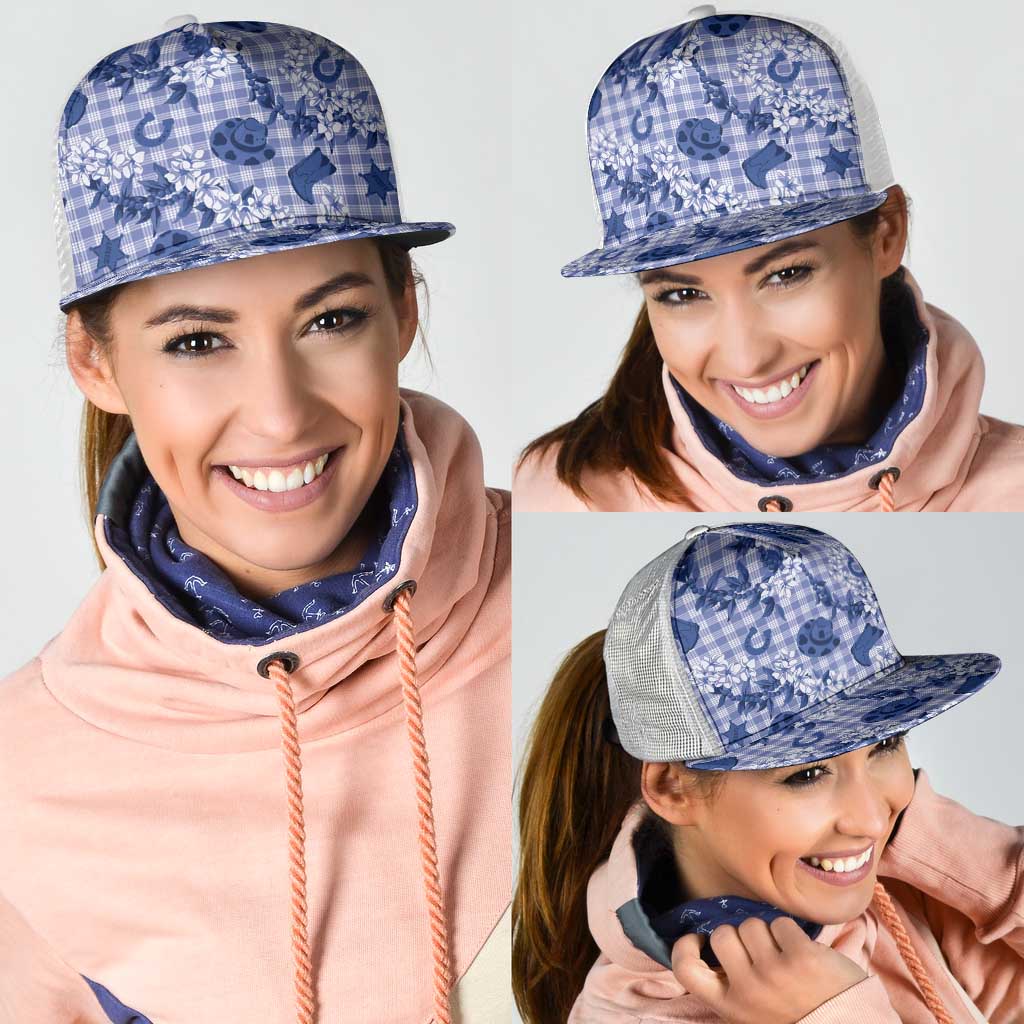 Mokihana Maile Ilima Leis Paniolo Palaka Mesh Trucker Cap Hawaiian Polu Spirit - Polynesian Pride