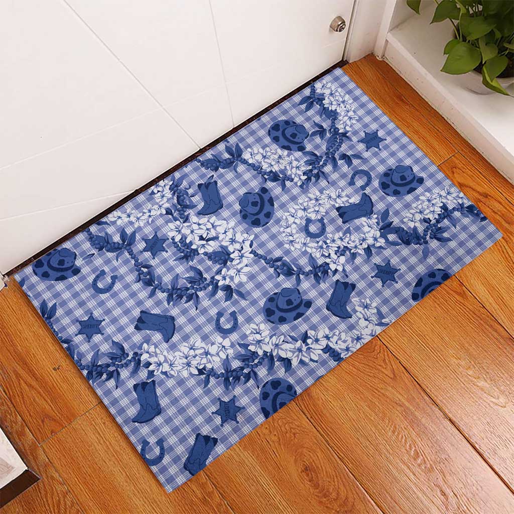 Mokihana Maile Ilima Leis Paniolo Palaka Rubber Doormat Hawaiian Polu Spirit - Polynesian Pride