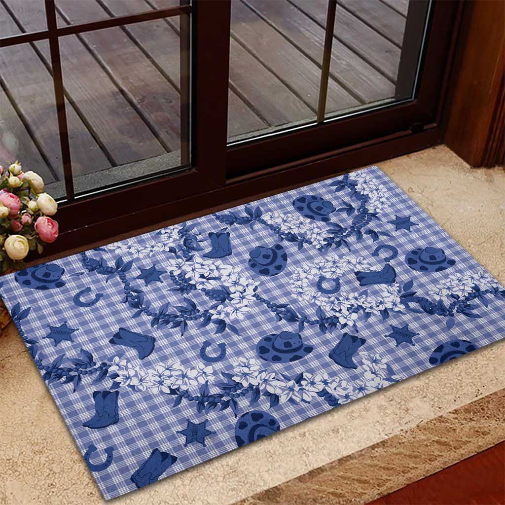 Mokihana Maile Ilima Leis Paniolo Palaka Rubber Doormat Hawaiian Polu Spirit - Polynesian Pride