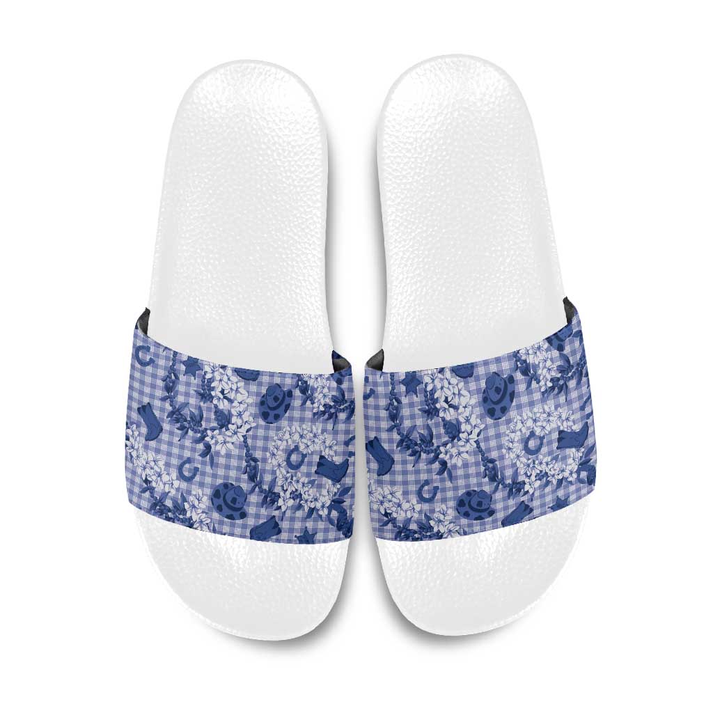 Mokihana Maile Ilima Leis Paniolo Palaka Slide Sandals Hawaiian Polu Spirit - Polynesian Pride