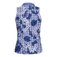 Mokihana Maile Ilima Leis Paniolo Palaka Women Sleeveless Polo Shirt Hawaiian Polu Spirit - Polynesian Pride