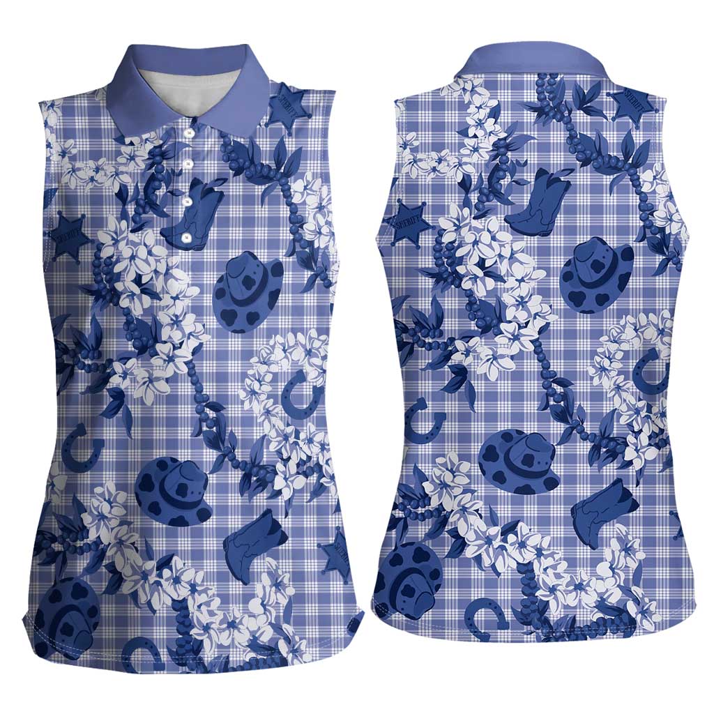 Mokihana Maile Ilima Leis Paniolo Palaka Women Sleeveless Polo Shirt Hawaiian Polu Spirit - Polynesian Pride