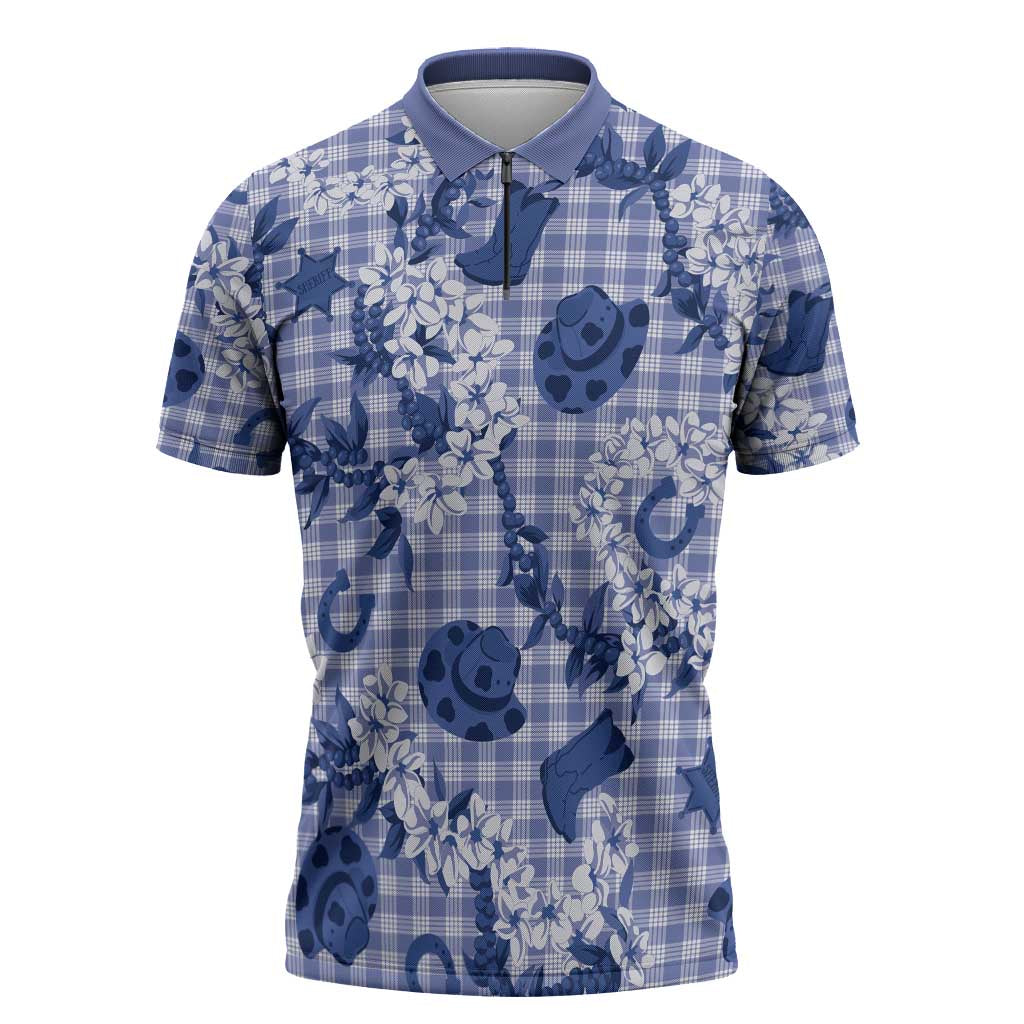 Mokihana Maile Ilima Leis Paniolo Palaka Zipper Polo Shirt Hawaiian Polu Spirit - Polynesian Pride