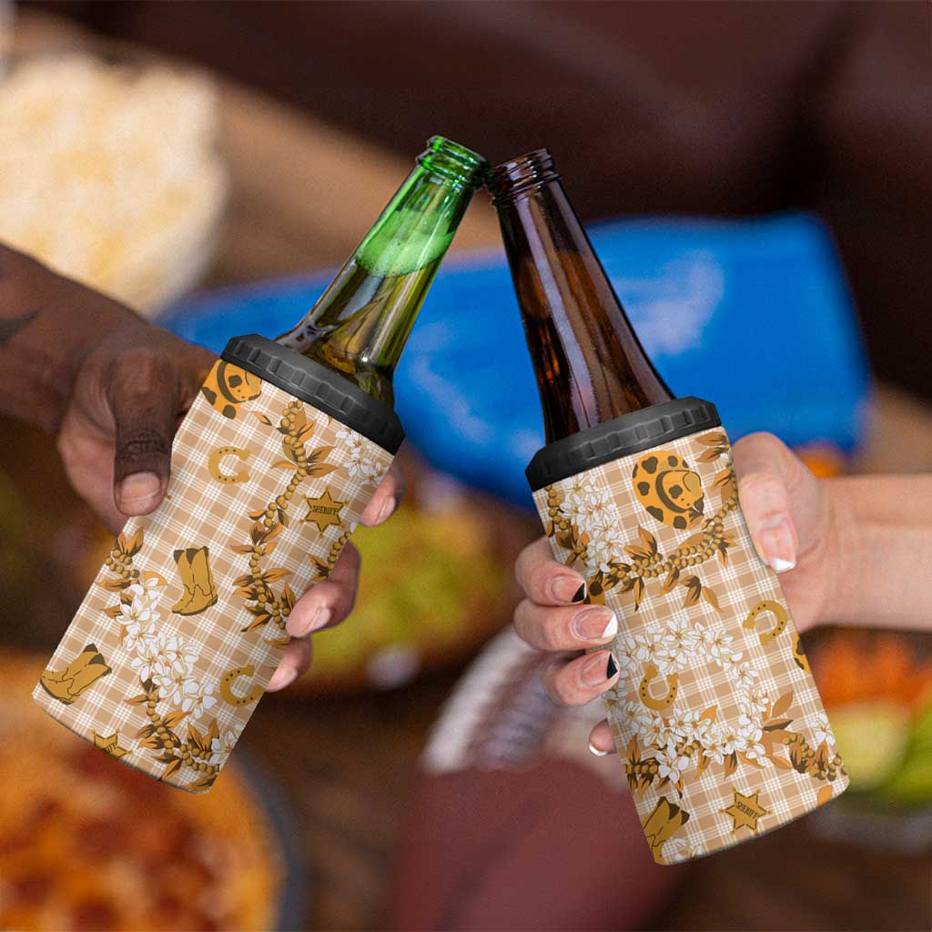 Mokihana Maile Ilima Leis Paniolo Palaka 4 in 1 Can Cooler Tumbler Hawaiian Kula Spirit - Polynesian Pride