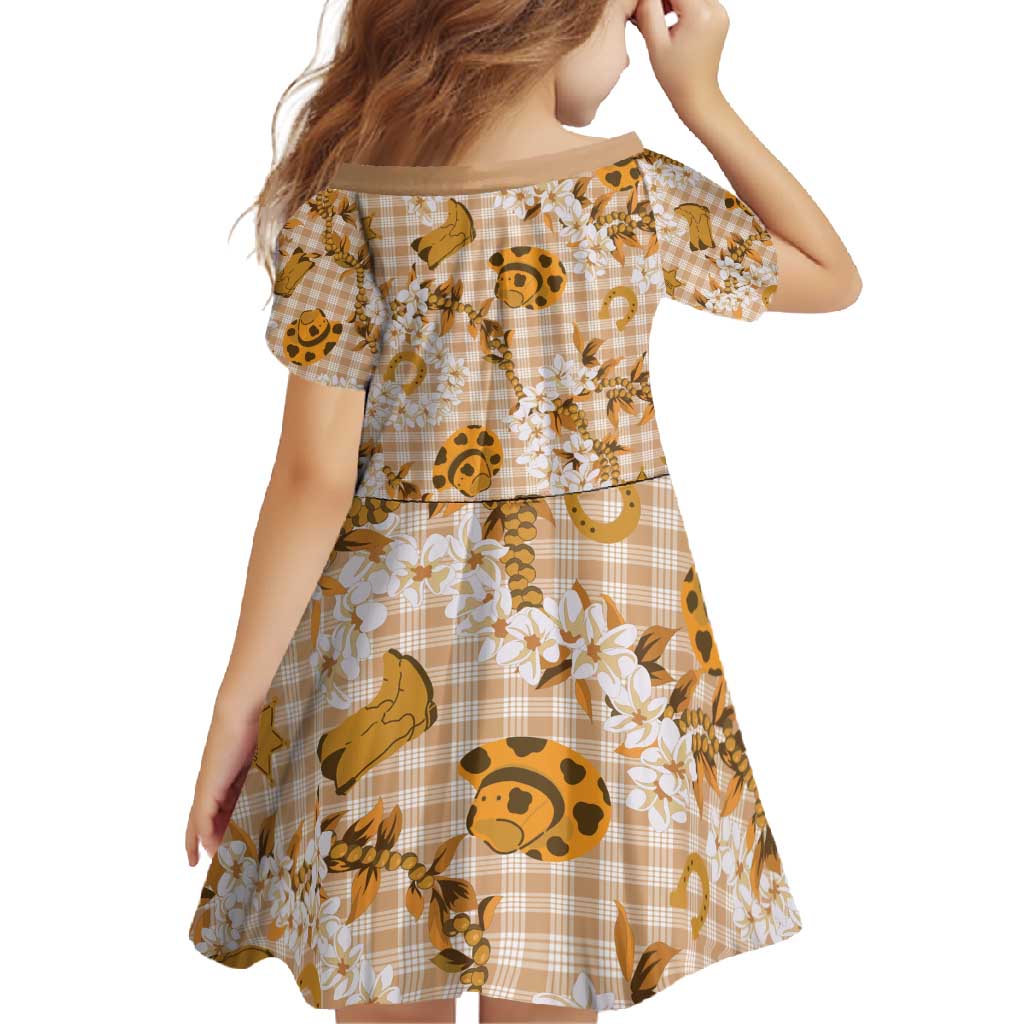 Mokihana Maile Ilima Leis Paniolo Palaka Family Matching Short Sleeve Bodycon Dress and Hawaiian Shirt Hawaiian Kula Spirit - Polynesian Pride