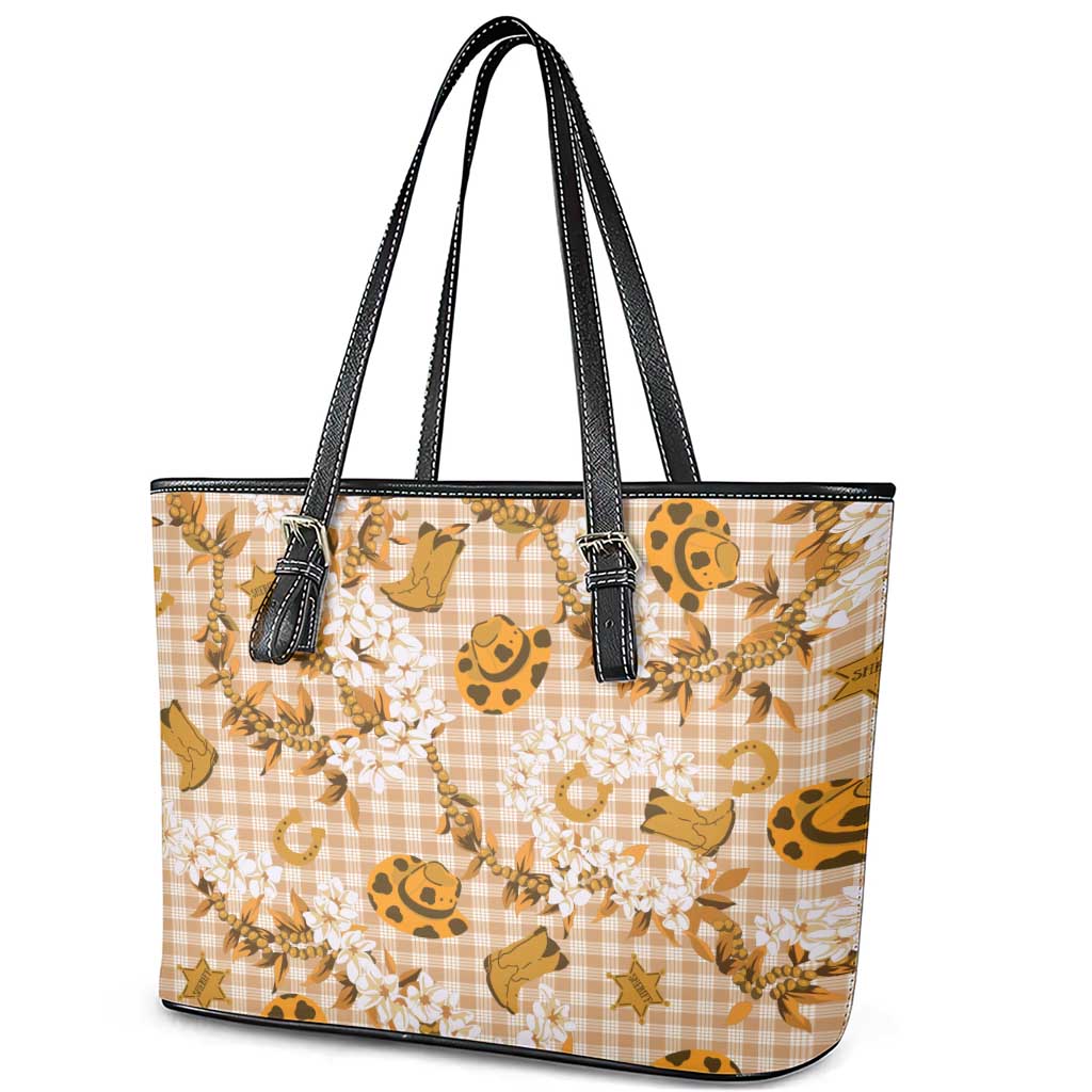 Mokihana Maile Ilima Leis Paniolo Palaka Leather Tote Bag Hawaiian Kula Spirit - Polynesian Pride