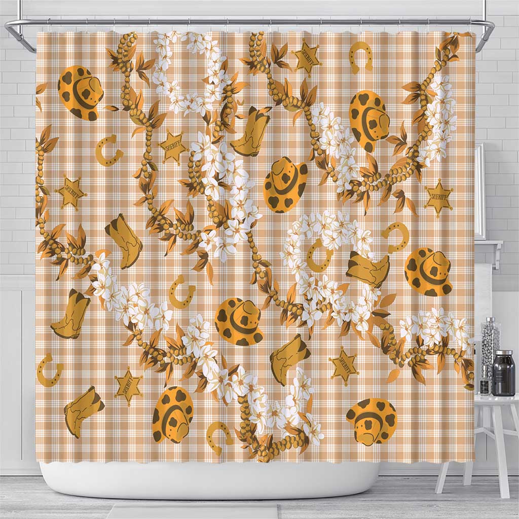 Mokihana Maile Ilima Leis Paniolo Palaka Shower Curtain Hawaiian Kula Spirit - Polynesian Pride