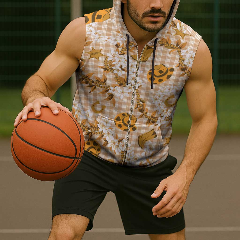 Mokihana Maile Ilima Leis Paniolo Palaka Sleeveless Zip Hoodie Hawaiian Kula Spirit - Polynesian Pride