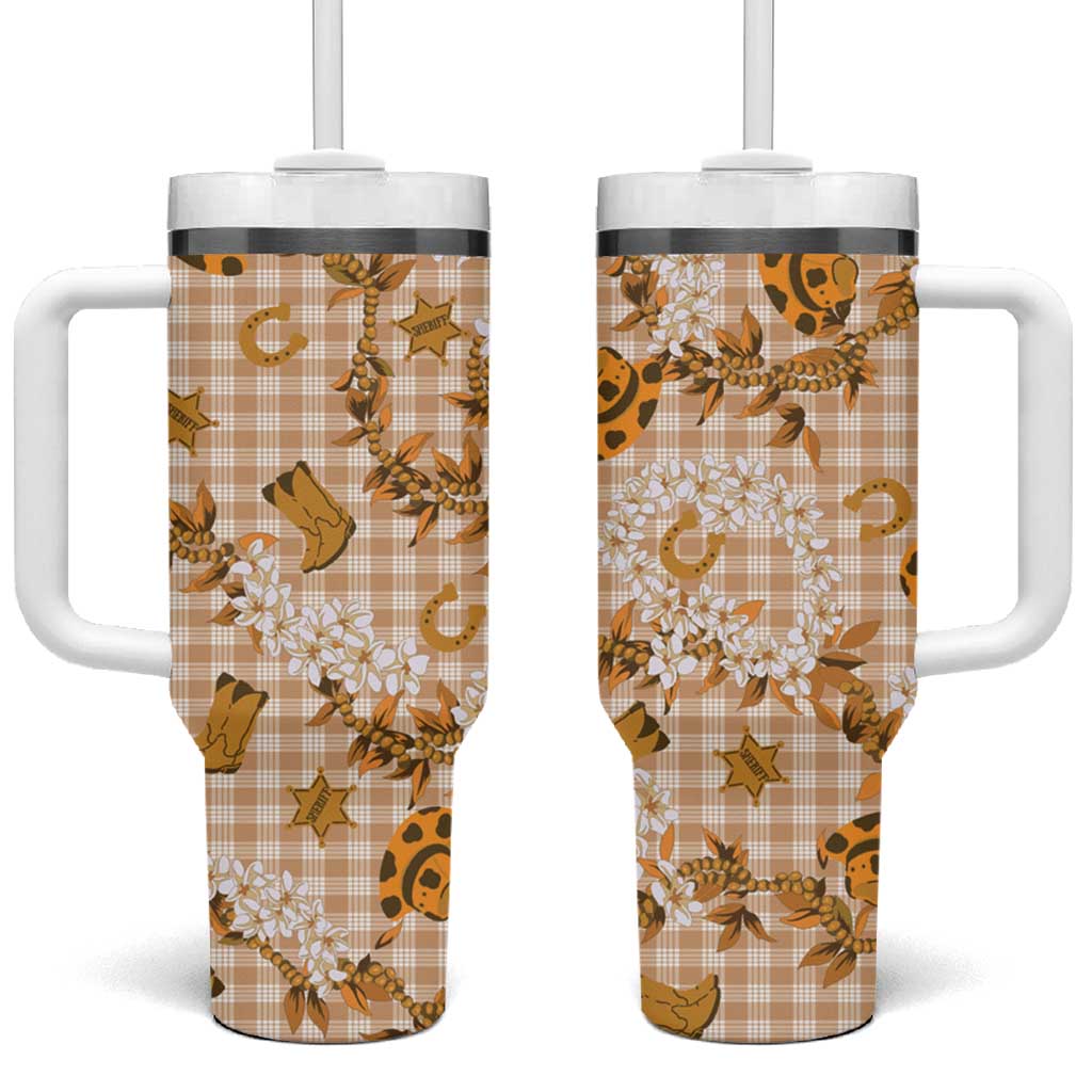 Mokihana Maile Ilima Leis Paniolo Palaka Tumbler With Handle Hawaiian Kula Spirit - Polynesian Pride