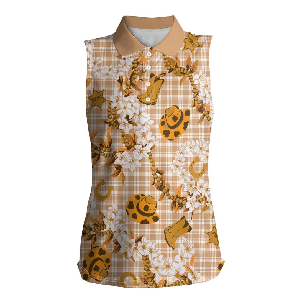 Mokihana Maile Ilima Leis Paniolo Palaka Women Sleeveless Polo Shirt Hawaiian Kula Spirit - Polynesian Pride