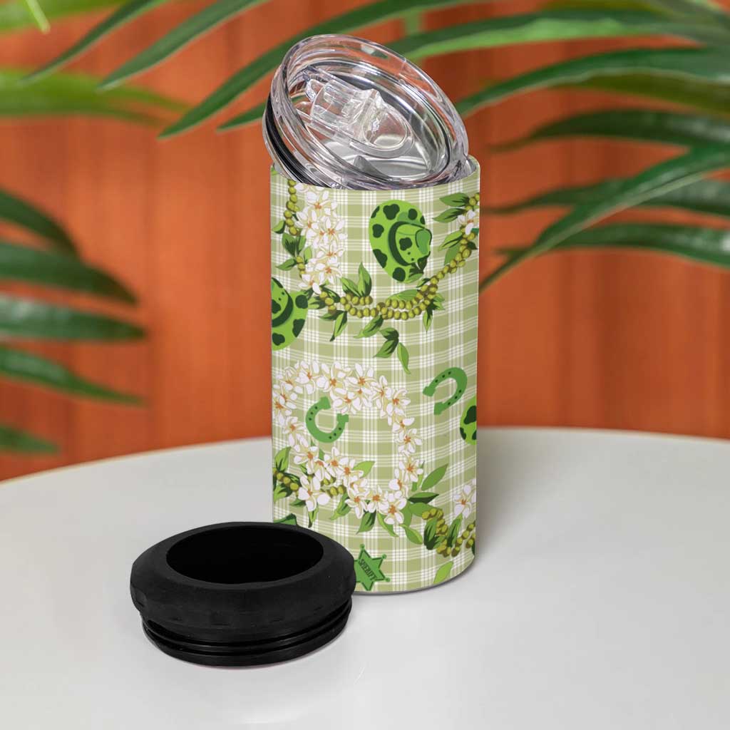 Mokihana Maile Ilima Leis Paniolo Palaka 4 in 1 Can Cooler Tumbler Hawaiian Omaomo Ala Spirit - Polynesian Pride