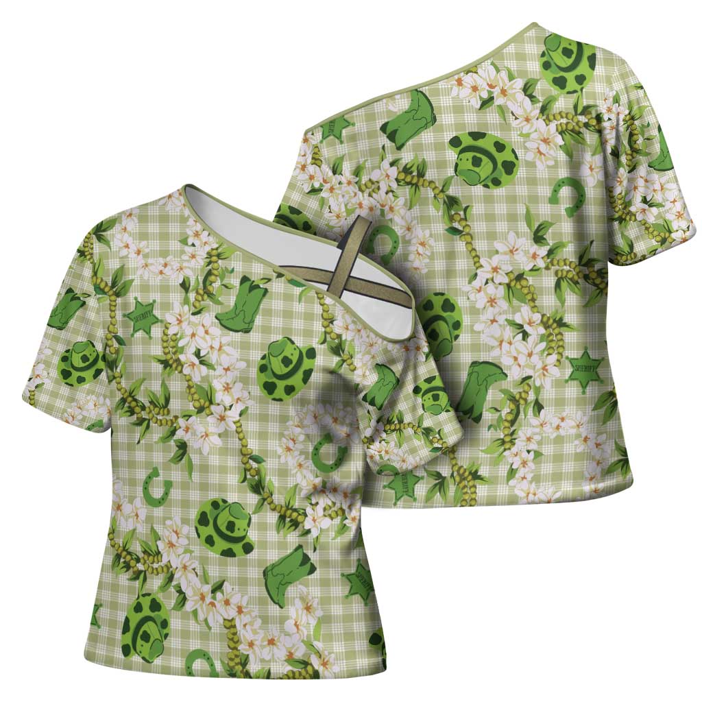 Mokihana Maile Ilima Leis Paniolo Palaka Cross Shoulder Shirt Hawaiian Omaomo Ala Spirit - Polynesian Pride