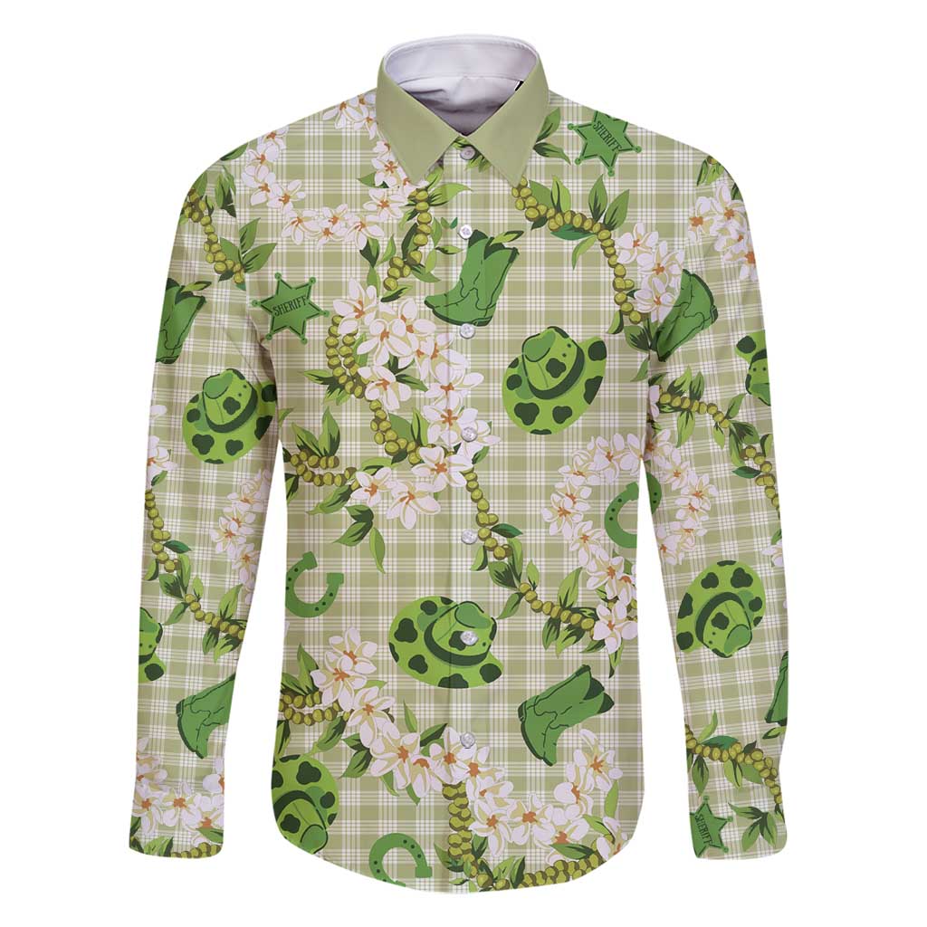 Mokihana Maile Ilima Leis Paniolo Palaka Family Matching Long Sleeve Bodycon Dress and Hawaiian Shirt Hawaiian Omaomo Ala Spirit - Polynesian Pride