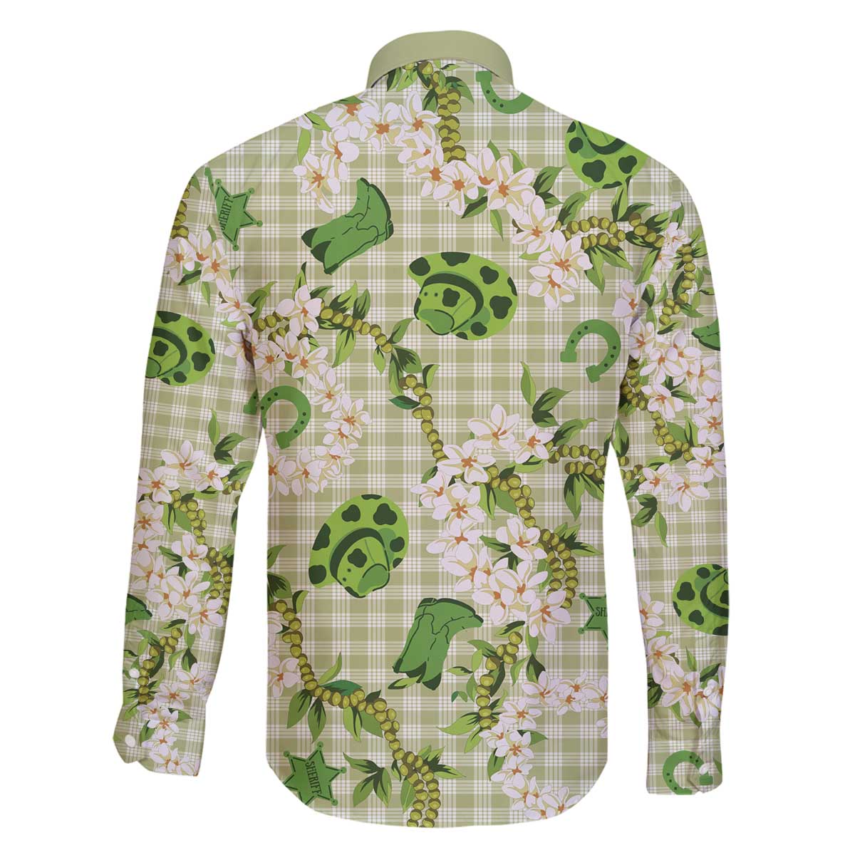 Mokihana Maile Ilima Leis Paniolo Palaka Family Matching Off The Shoulder Long Sleeve Dress and Hawaiian Shirt Hawaiian Omaomo Ala Spirit - Polynesian Pride