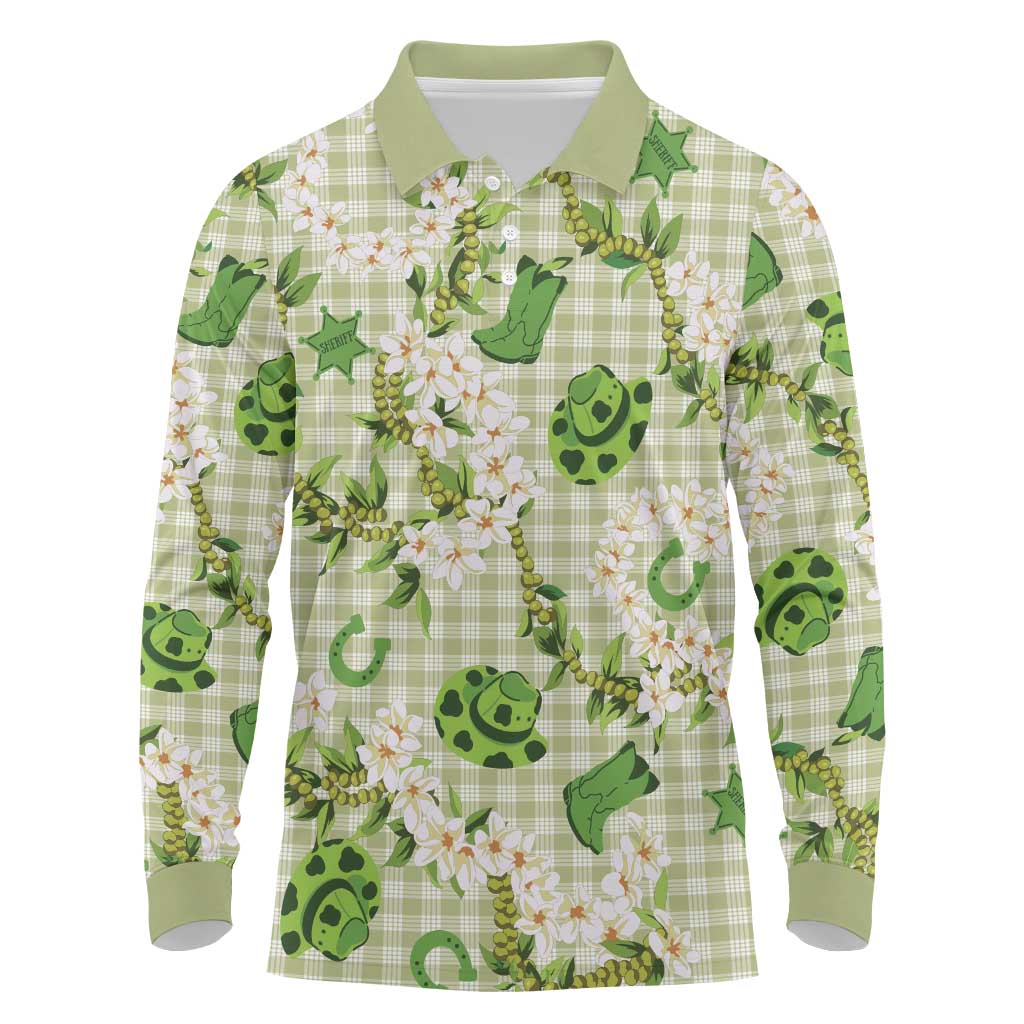 Mokihana Maile Ilima Leis Paniolo Palaka Long Sleeve Polo Shirt Hawaiian Omaomo Ala Spirit - Polynesian Pride