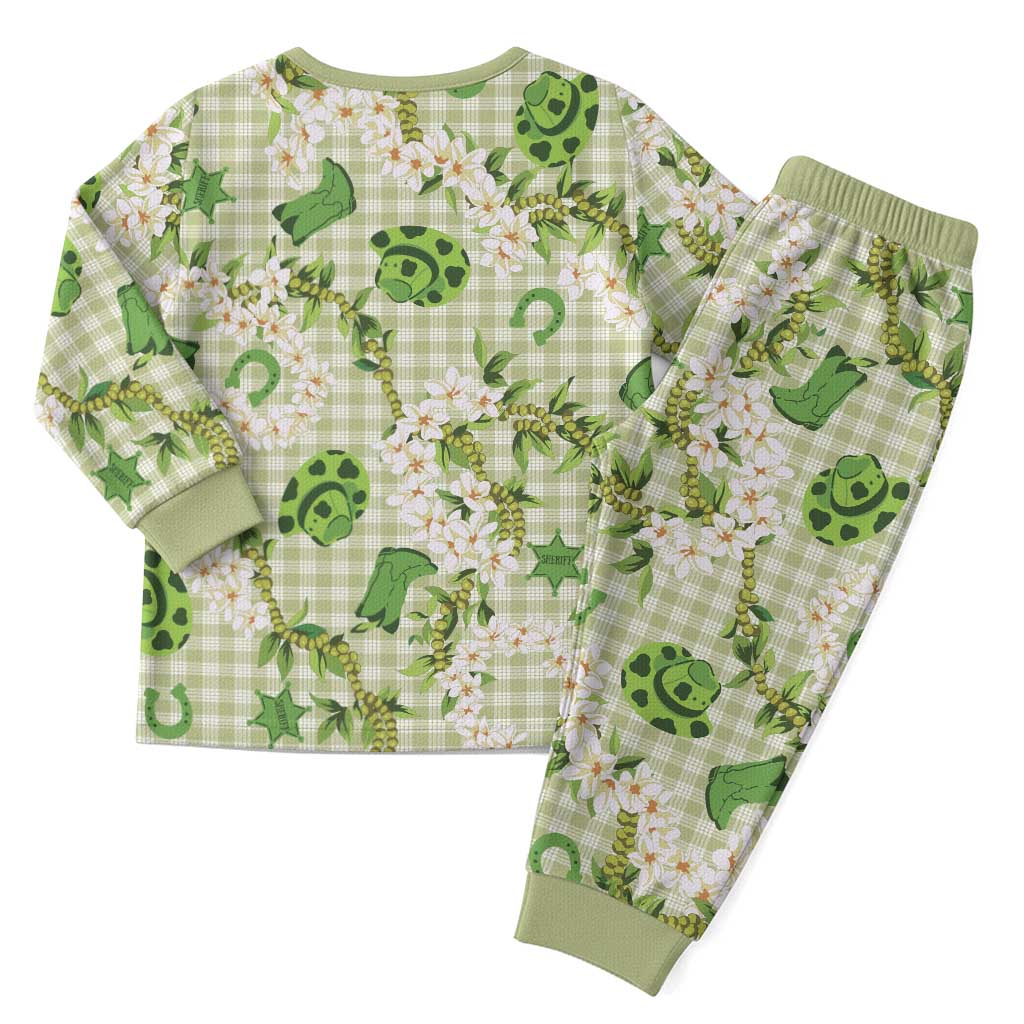 Mokihana Maile Ilima Leis Paniolo Palaka Christmas Pajama Set Hawaiian Omaomo Ala Spirit - Polynesian Pride