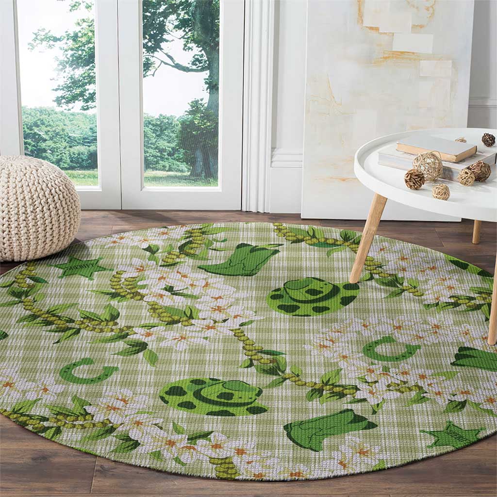 Mokihana Maile Ilima Leis Paniolo Palaka Round Carpet Hawaiian Omaomo Ala Spirit - Polynesian Pride