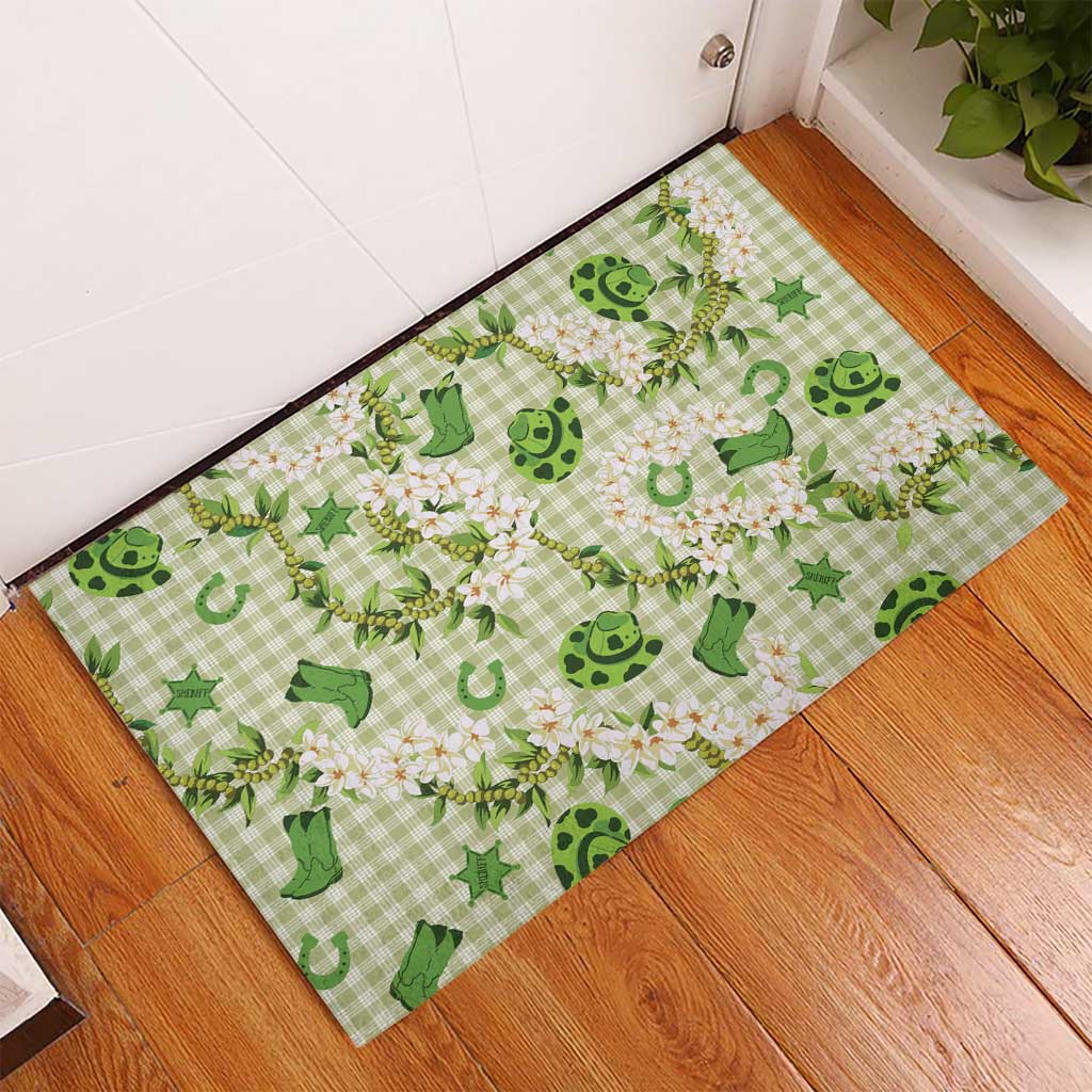 Mokihana Maile Ilima Leis Paniolo Palaka Rubber Doormat Hawaiian Omaomo Ala Spirit - Polynesian Pride