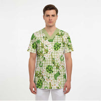 Mokihana Maile Ilima Leis Paniolo Palaka Scrub Top Hawaiian Omaomo Ala Spirit - Polynesian Pride