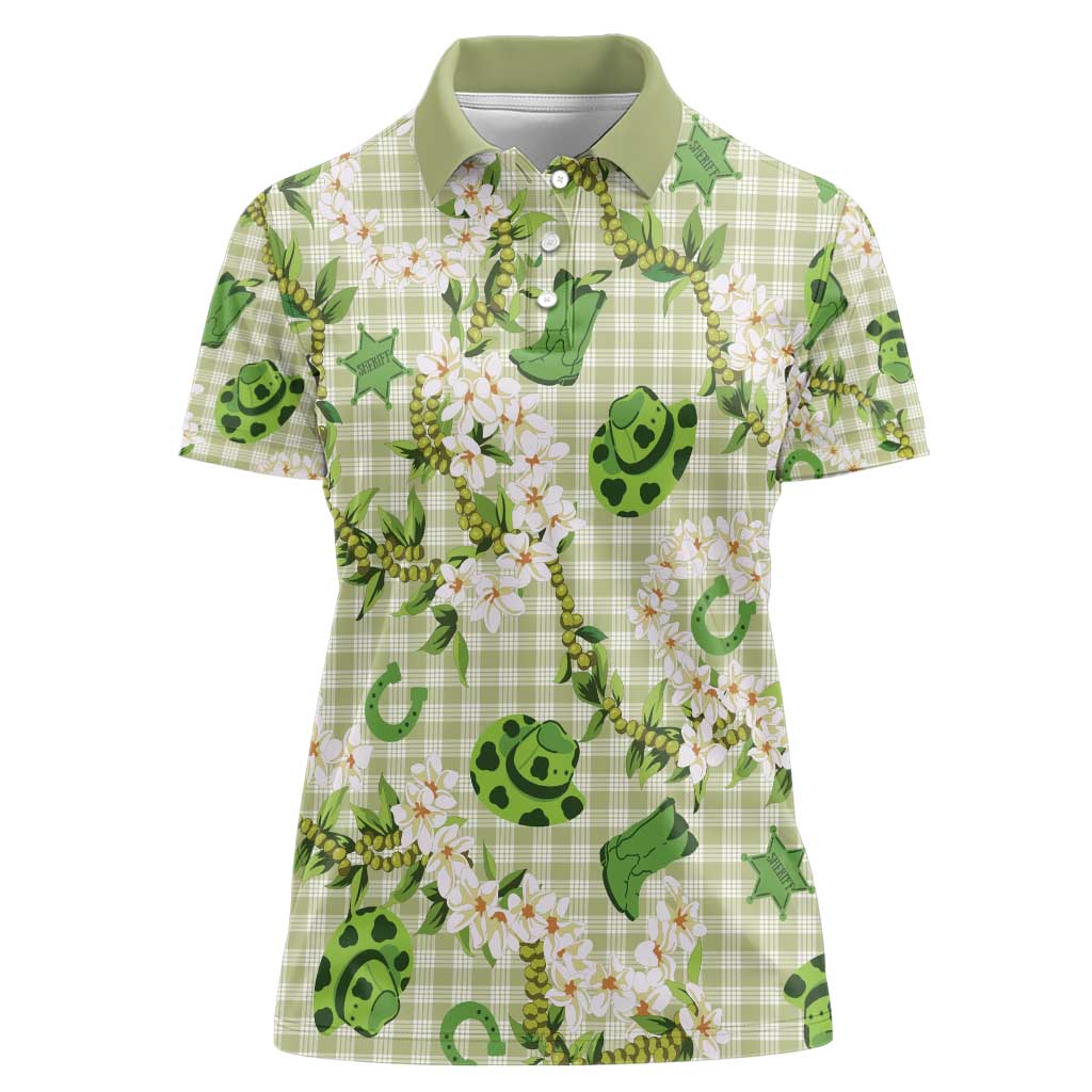 Mokihana Maile Ilima Leis Paniolo Palaka Women Polo Shirt Hawaiian Omaomo Ala Spirit - Polynesian Pride