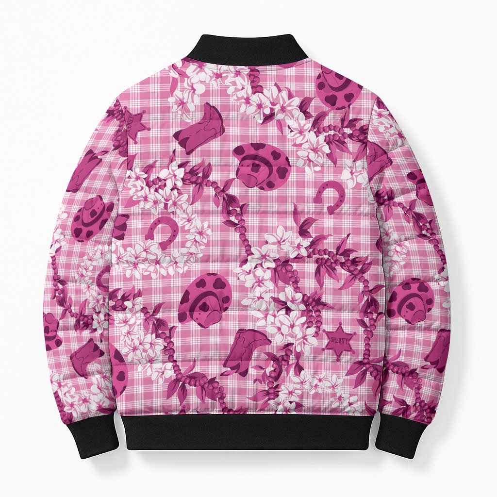 Mokihana Maile Ilima Leis Paniolo Palaka Bomber Puffer Jacket Hawaiian Omaomo Ulaula Spirit - Polynesian Pride