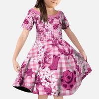 Mokihana Maile Ilima Leis Paniolo Palaka Kid Short Sleeve Dress Hawaiian Omaomo Ulaula Spirit - Polynesian Pride