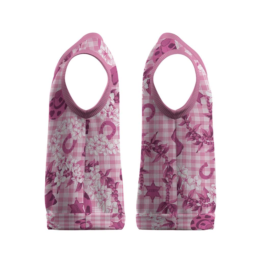 Mokihana Maile Ilima Leis Paniolo Palaka Christmas Knitted V-Neck Vest Hawaiian Omaomo Ulaula Spirit - Polynesian Pride