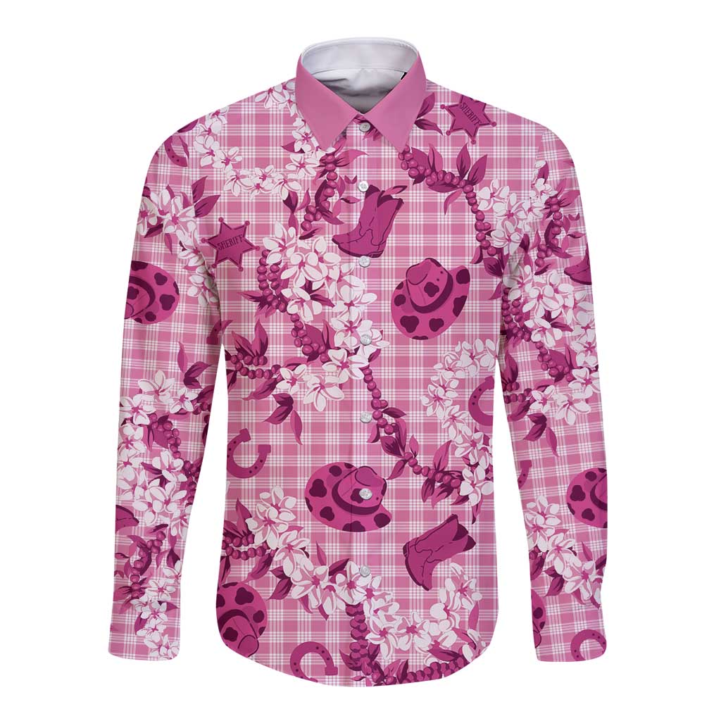 Mokihana Maile Ilima Leis Paniolo Palaka Long Sleeve Button Shirt Hawaiian Omaomo Ulaula Spirit - Polynesian Pride