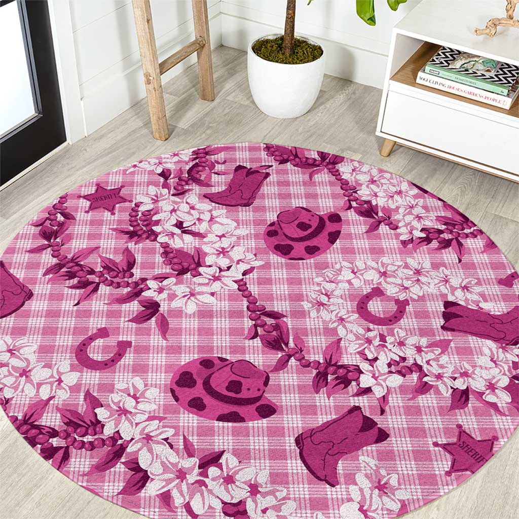 Mokihana Maile Ilima Leis Paniolo Palaka Round Carpet Hawaiian Omaomo Ulaula Spirit - Polynesian Pride