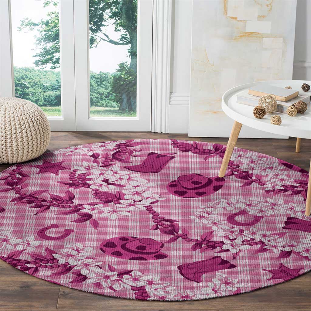 Mokihana Maile Ilima Leis Paniolo Palaka Round Carpet Hawaiian Omaomo Ulaula Spirit - Polynesian Pride