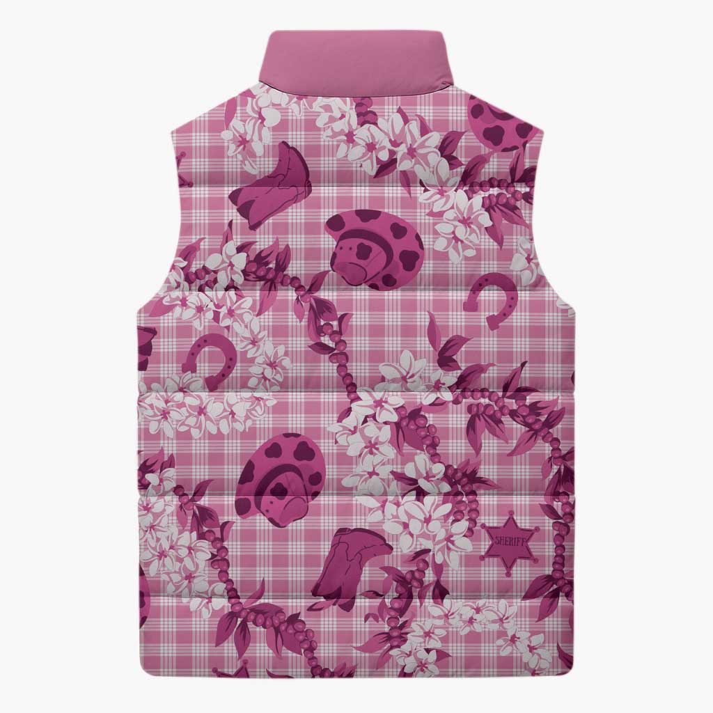 Mokihana Maile Ilima Leis Paniolo Palaka Sleeveless Puffer Jacket Hawaiian Omaomo Ulaula Spirit - Polynesian Pride