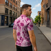 Mokihana Maile Ilima Leis Paniolo Palaka Zipper Polo Shirt Hawaiian Omaomo Ulaula Spirit - Polynesian Pride