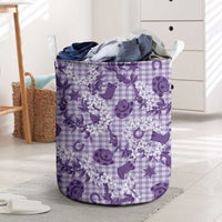Mokihana Maile Ilima Leis Paniolo Palaka Laundry Basket Hawaiian Poni Spirit LT9 Purple - Polynesian Pride