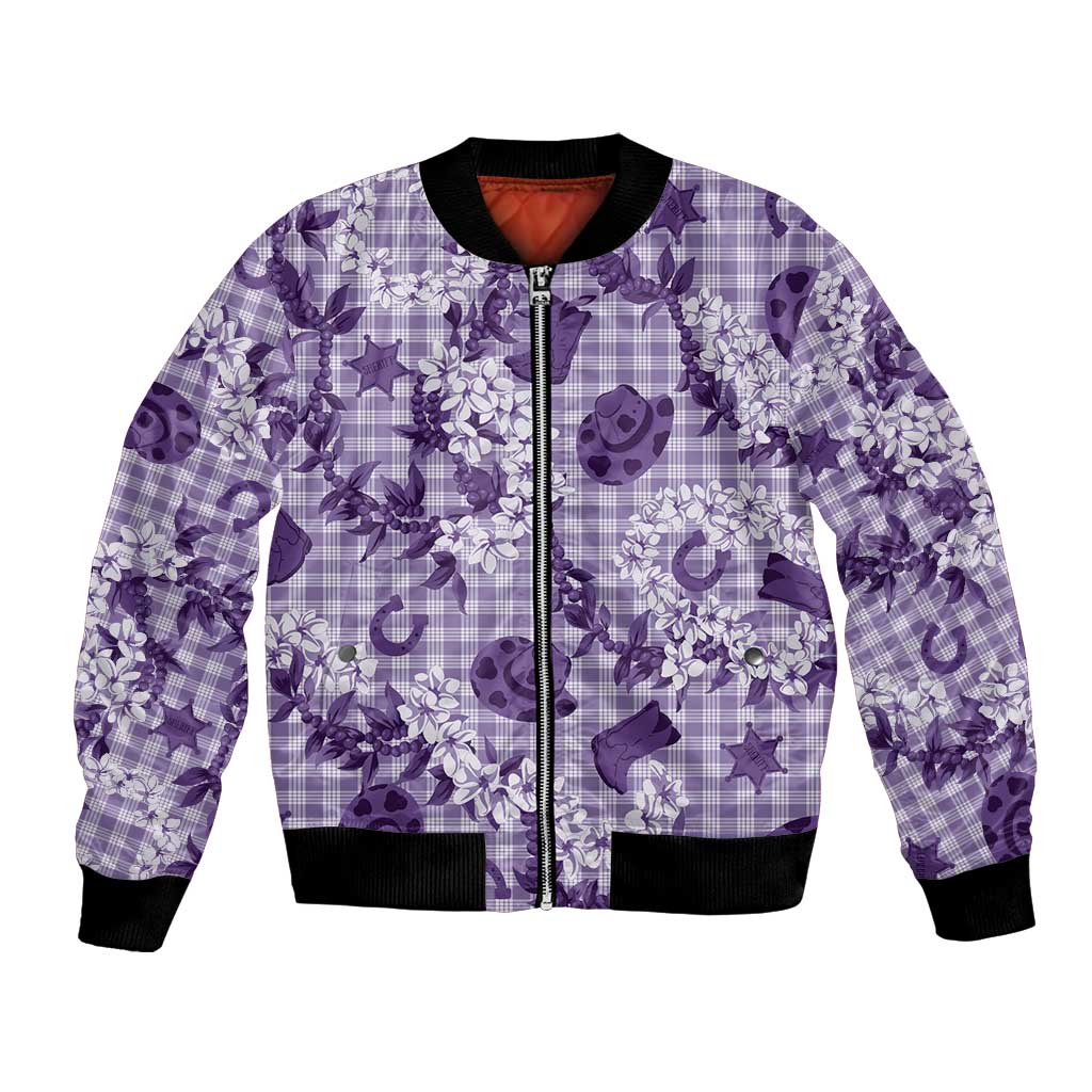 Mokihana Maile Ilima Leis Paniolo Palaka Bomber Jacket Hawaiian Poni Spirit - Polynesian Pride