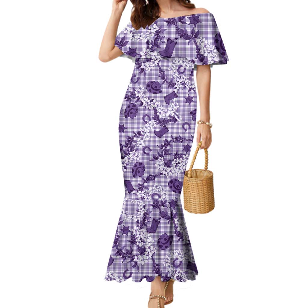 Mokihana Maile Ilima Leis Paniolo Palaka Family Matching Mermaid Dress and Hawaiian Shirt Hawaiian Poni Spirit - Polynesian Pride