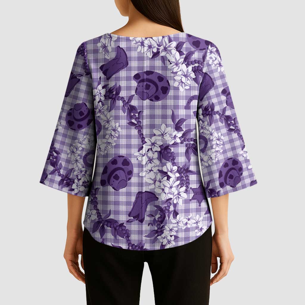 Mokihana Maile Ilima Leis Paniolo Palaka Kimono Sleeve Blouse Hawaiian Poni Spirit - Polynesian Pride