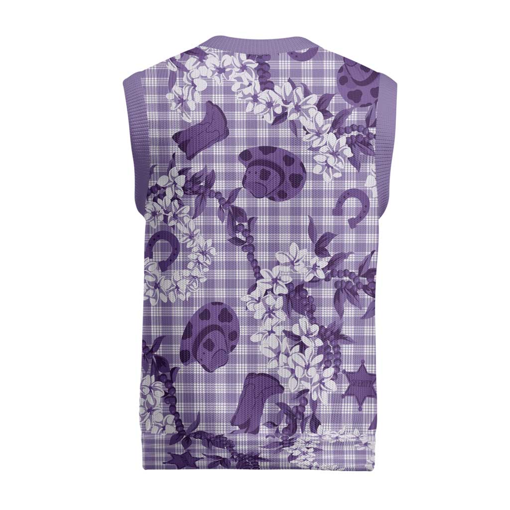 Mokihana Maile Ilima Leis Paniolo Palaka Christmas Knitted V-Neck Vest Hawaiian Poni Spirit - Polynesian Pride