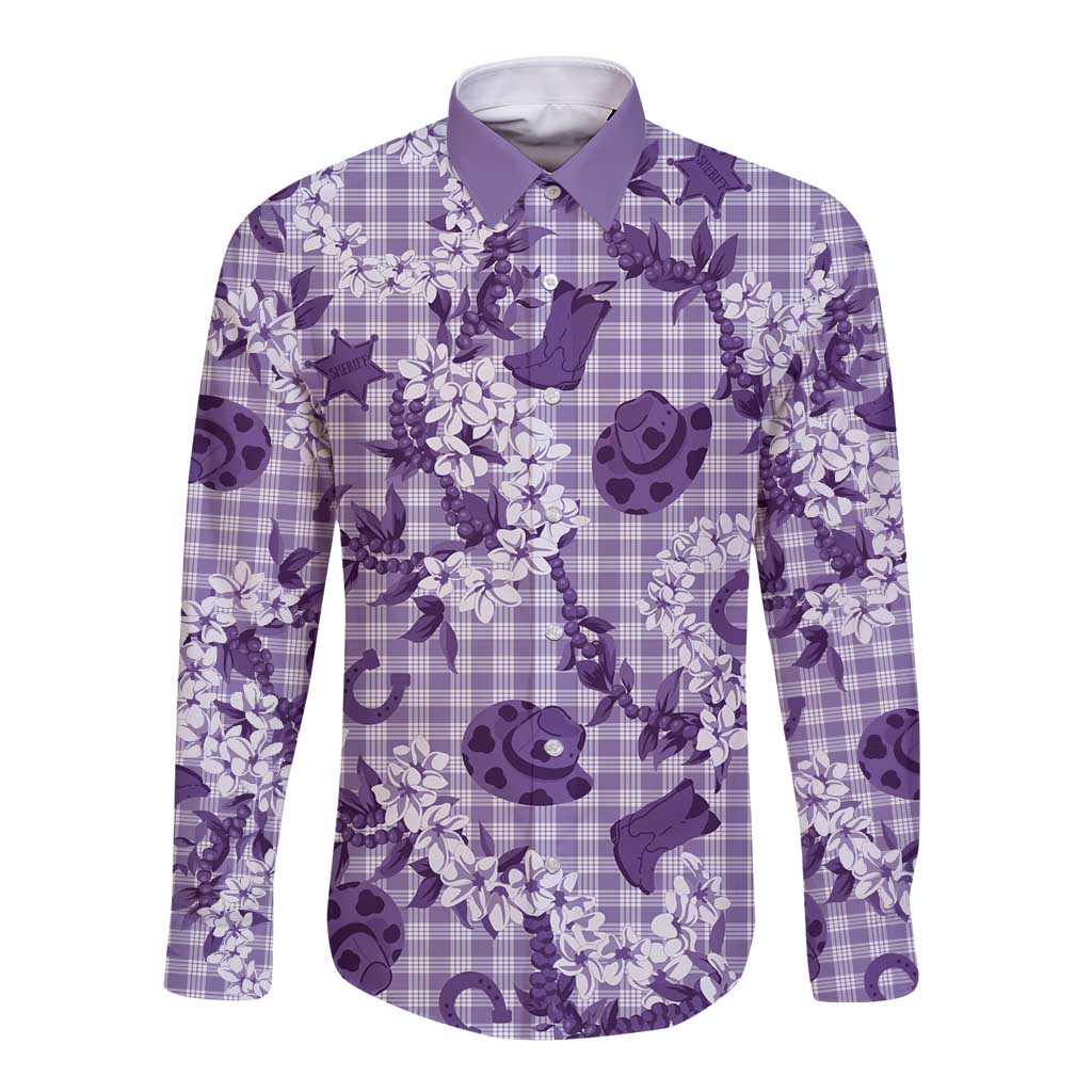 Mokihana Maile Ilima Leis Paniolo Palaka Long Sleeve Button Shirt Hawaiian Poni Spirit - Polynesian Pride