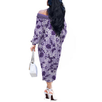 Mokihana Maile Ilima Leis Paniolo Palaka Off The Shoulder Long Sleeve Dress Hawaiian Poni Spirit - Polynesian Pride