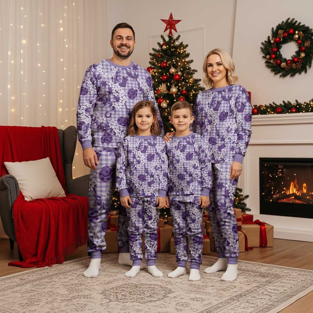 Mokihana Maile Ilima Leis Paniolo Palaka Christmas Pajama Set Hawaiian Poni Spirit - Polynesian Pride