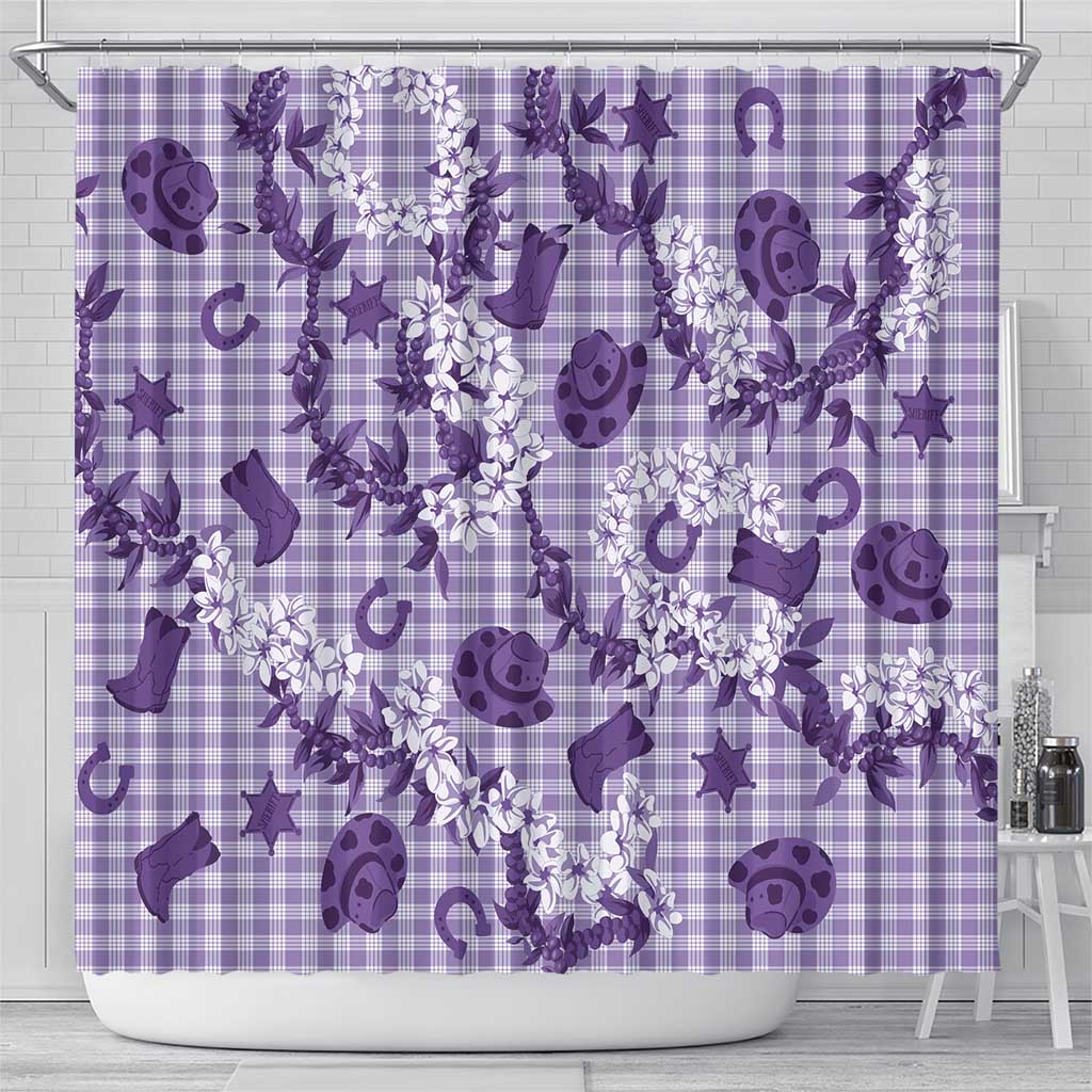 Mokihana Maile Ilima Leis Paniolo Palaka Shower Curtain Hawaiian Poni Spirit - Polynesian Pride