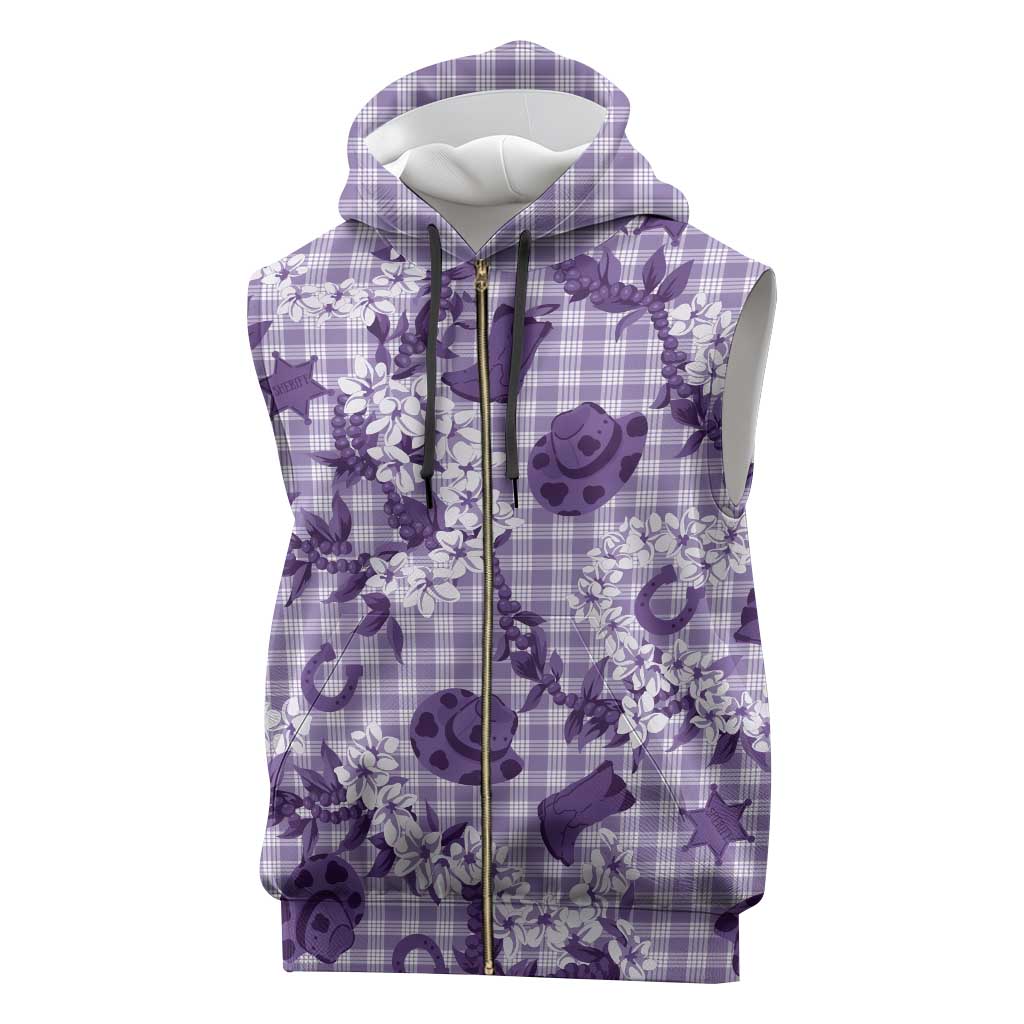 Mokihana Maile Ilima Leis Paniolo Palaka Sleeveless Zip Hoodie Hawaiian Poni Spirit - Polynesian Pride